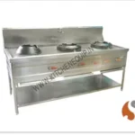 THREE BURNER CHINESE GAS RANGE WITH 1 UNDERSHELF